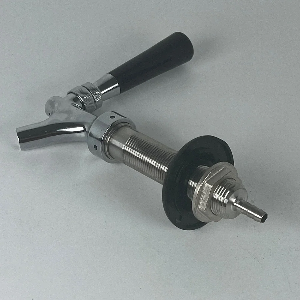 Kegco Chrome Draft Beer Faucet with Shank‎ and Black Tap Handle Assembly